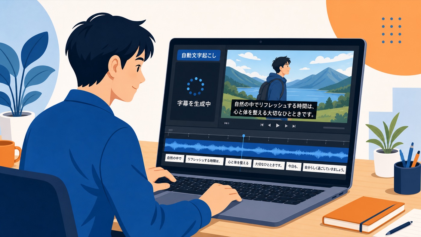 Premiere Proのテロップ自動化・自動文字起こしのイメージ