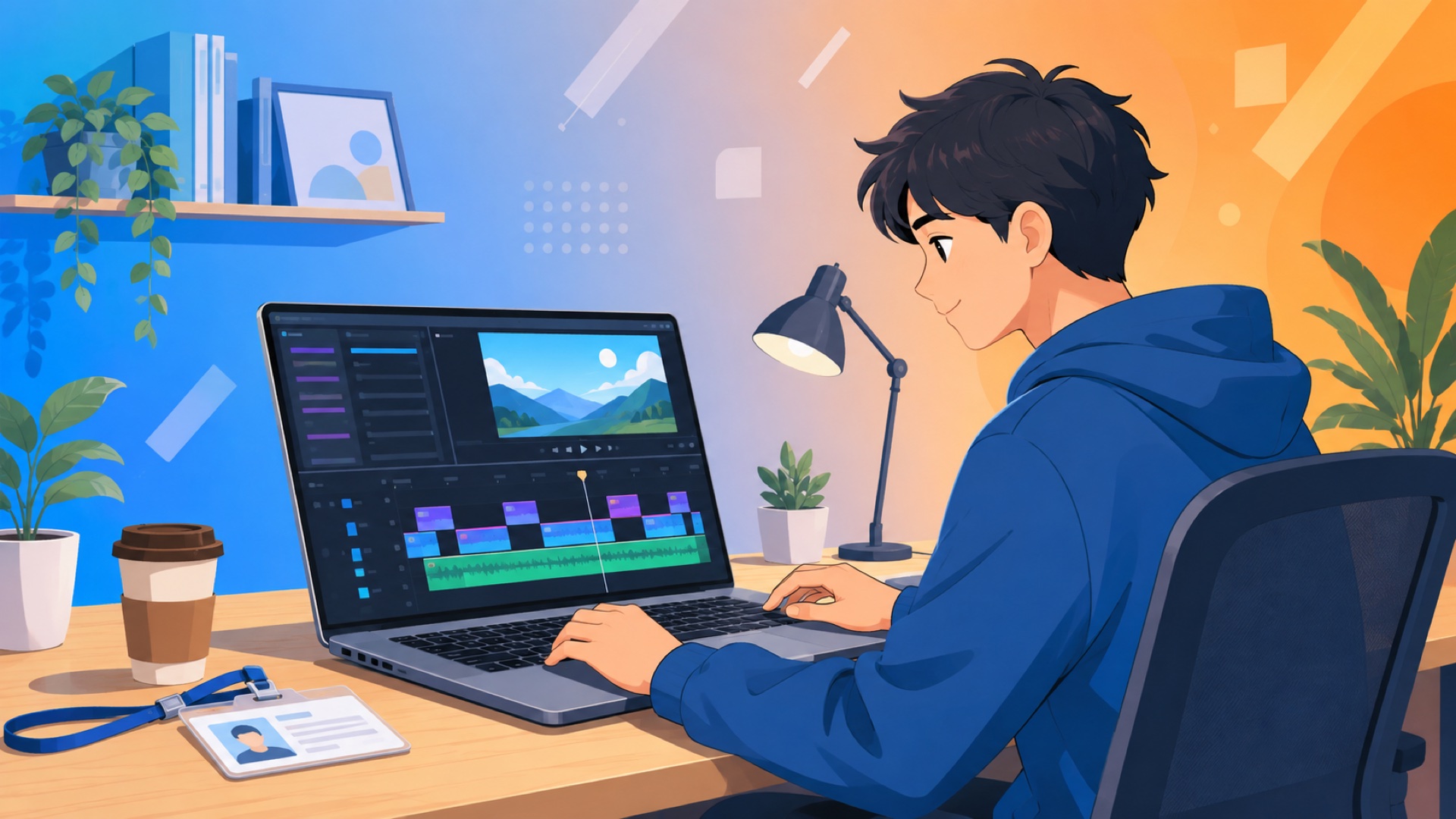 Adobe CC 学生 教職員 割引を使ってノートPCで動画編集をする学生