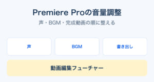 Premiere Proの音量を声、BGM、書き出しの順に調整する記事の表紙