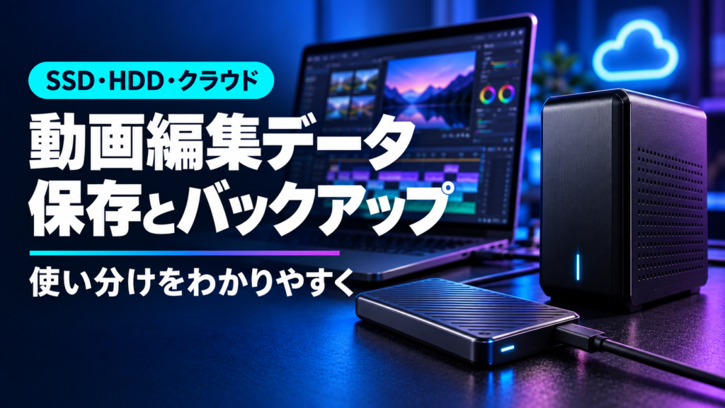 SSD・HDD・編集用PCとクラウドを配置した、動画編集データの保存とバックアップの記事の表紙